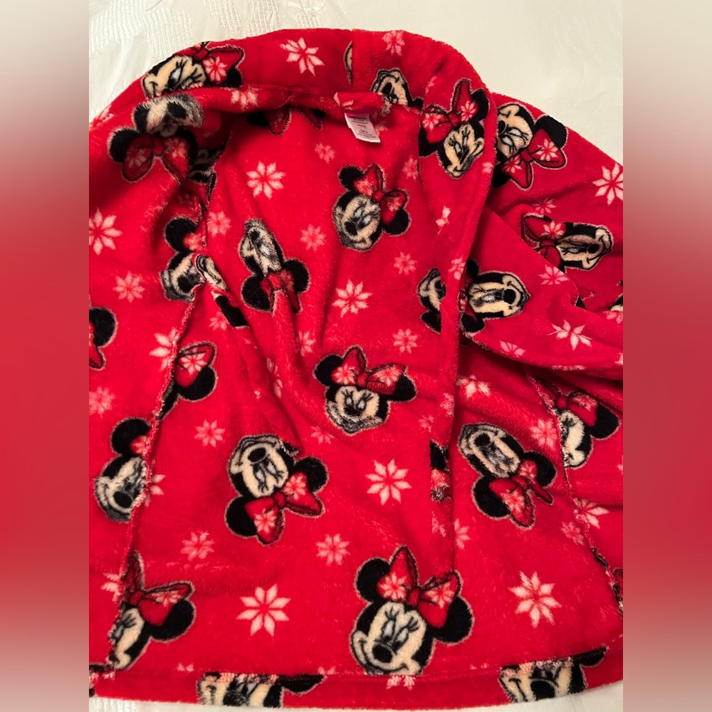 Disney brand Minnie Mouse warm red fuzzy soft pj bath robe - Picture 4 of 5